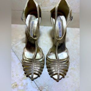 Charles David Leather Gold Heels Sz 8